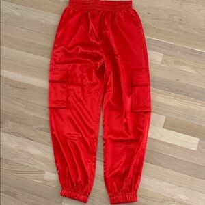 Carmar Vibrant Red Satin Joggers size medium NWT